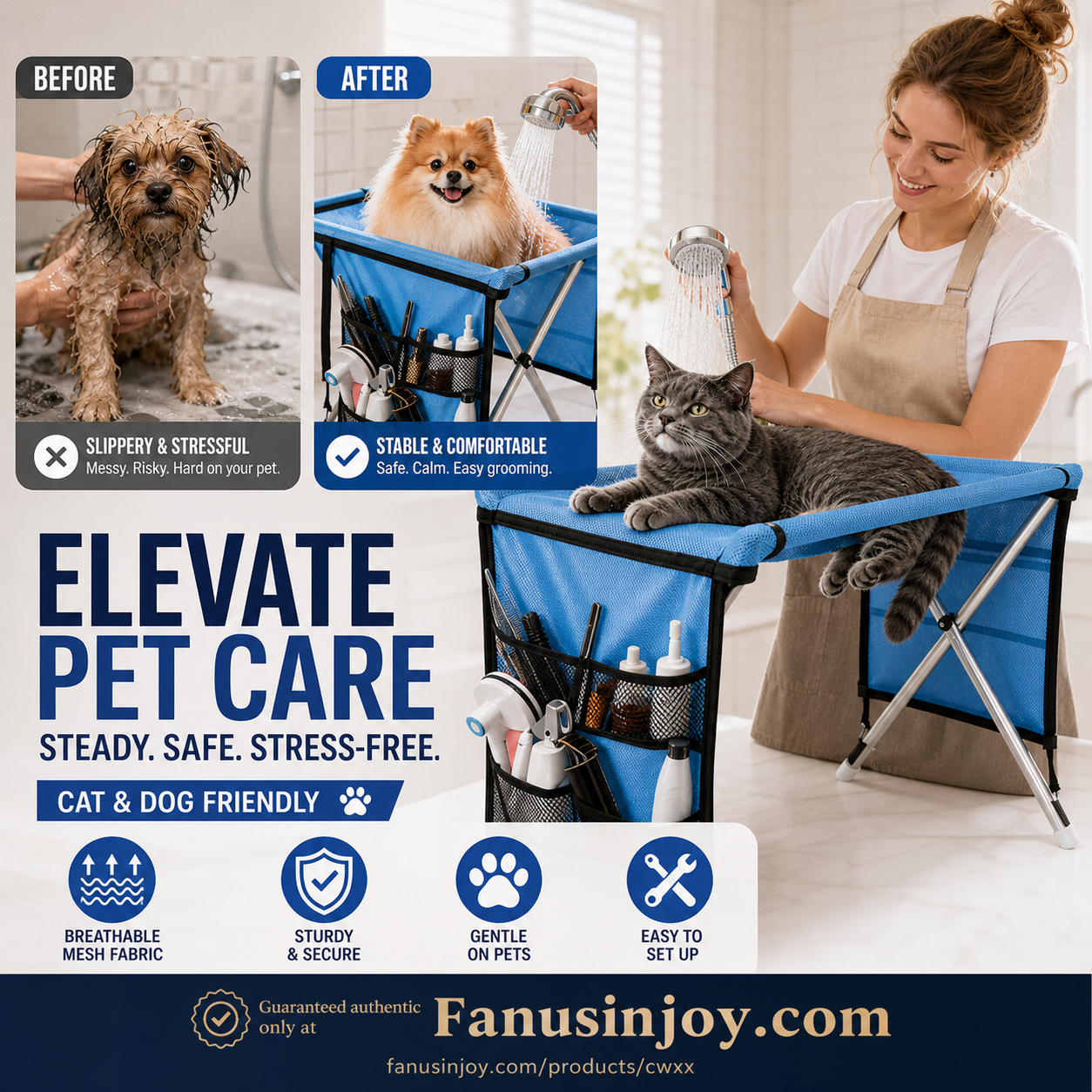 🐕🛏️ 2-in-1 Foldable Pet Grooming Bed – 50% OFF! Grooming table + cozy bed in one – portable, easy to clean, perfect for home & travel. 🔥💪