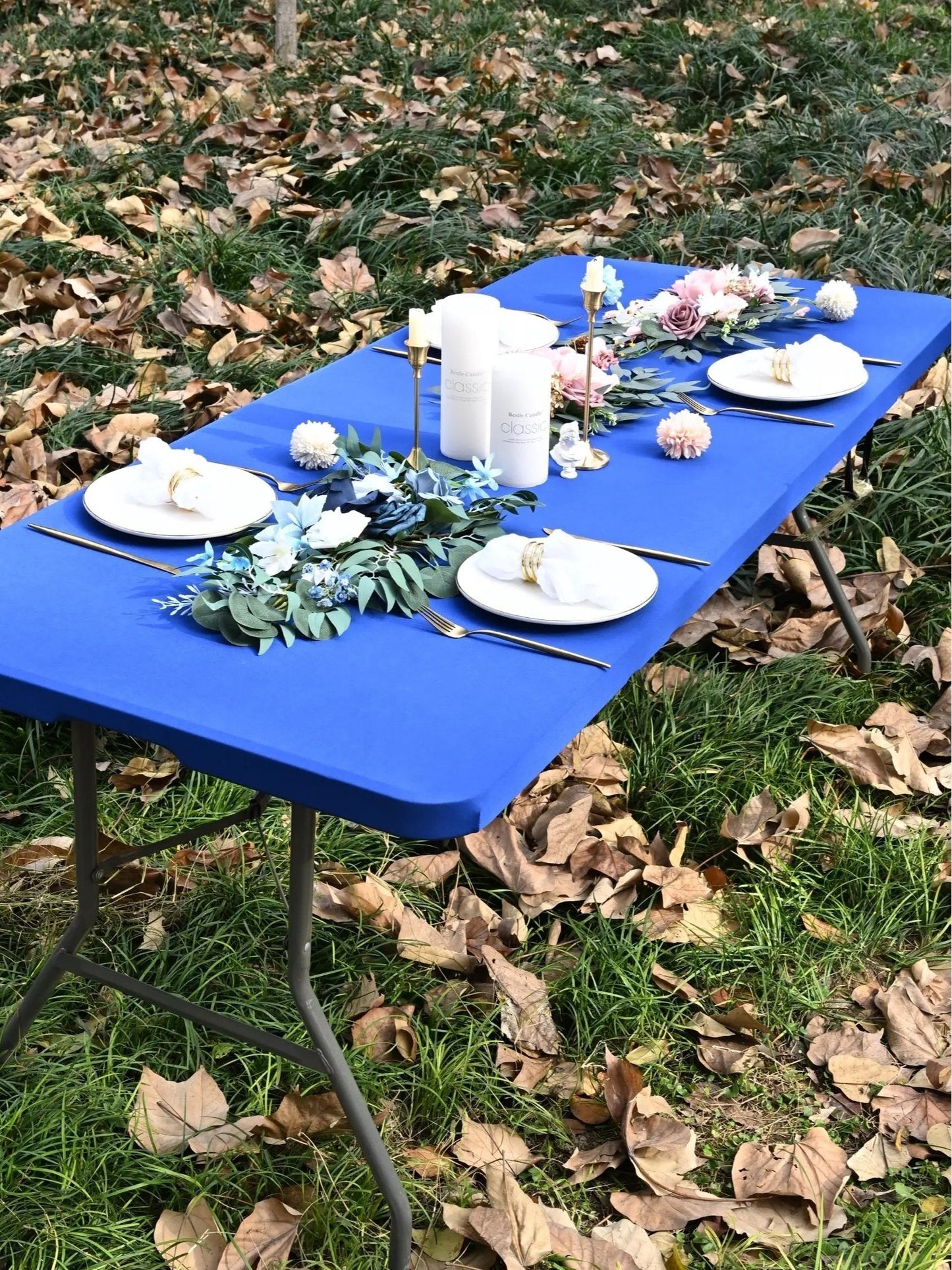 🌸 LIMITED TIME 50% OFF! ✨Pack Stretch Fabric Table Top Cap Cover, fits 4ft/6ft/8ft Tables