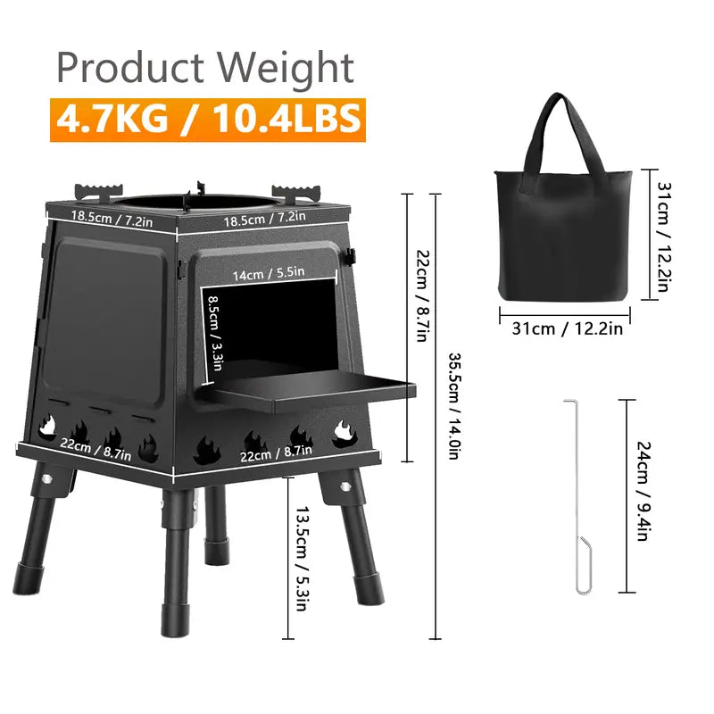 🎉 2026 Sale — Over 30,200 Sold!🏕️Foldable Cast‑Iron Wood Burning Rocket Stove 🔥