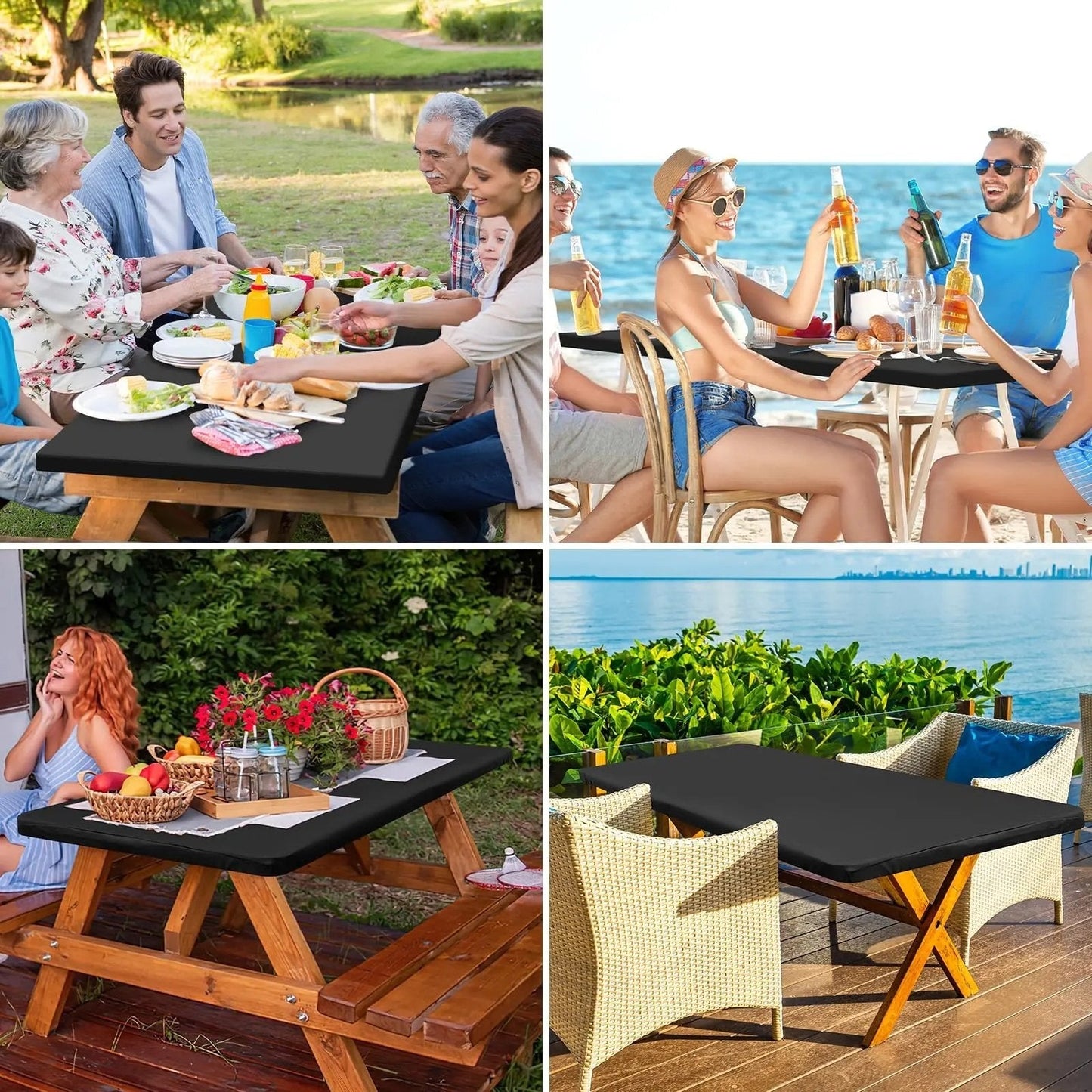 🌸 LIMITED TIME 50% OFF! ✨Pack Stretch Fabric Table Top Cap Cover, fits 4ft/6ft/8ft Tables