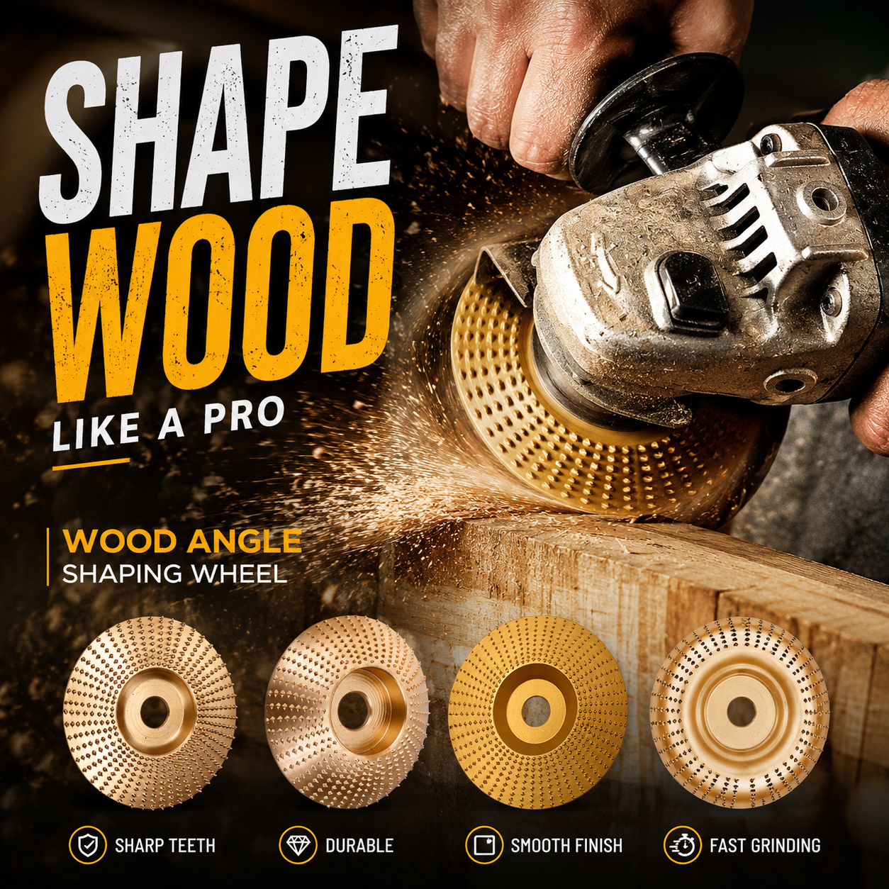 ⚙️ LIMITED-TIME 50% OFF! ✨ Wood Angle Shaping Wheel – Fast-Cut, Sharp, Wear-Resistant, for Angle Grinder ✨