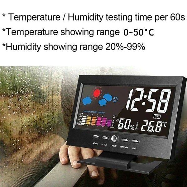 🌡️ 49% OFF NOW! ✨ Digital LED Weather Station - Temperature & Humidity Monitor with Forecast Display & Table Alarm Clock 📊⏰