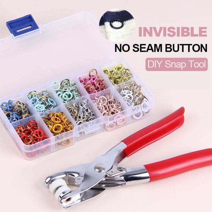 ⏳Time-Limited Special⏰DIY Button‑Sewing Kit – Rust‑Proof Copper Snaps, Hand Plier, Multi‑Colour ✨