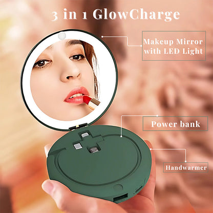 ✨【3-in-1 Portable Power Bank LED Mirror Hand Warmer】✨