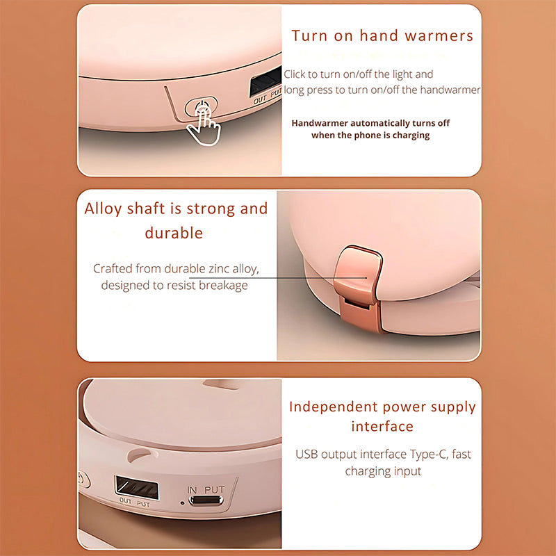 ✨【3-in-1 Portable Power Bank LED Mirror Hand Warmer】✨