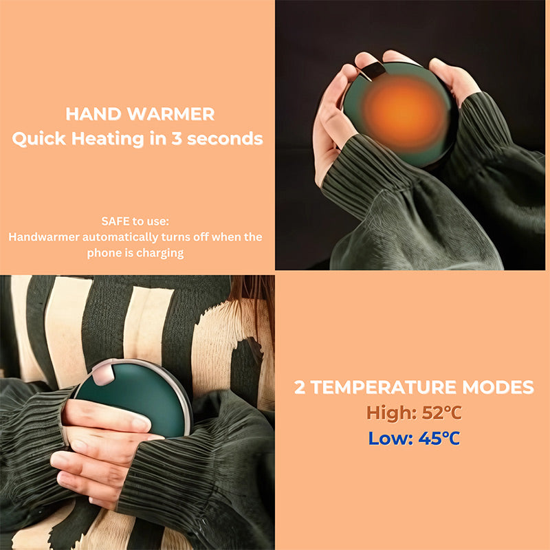 ✨【3-in-1 Portable Power Bank LED Mirror Hand Warmer】✨
