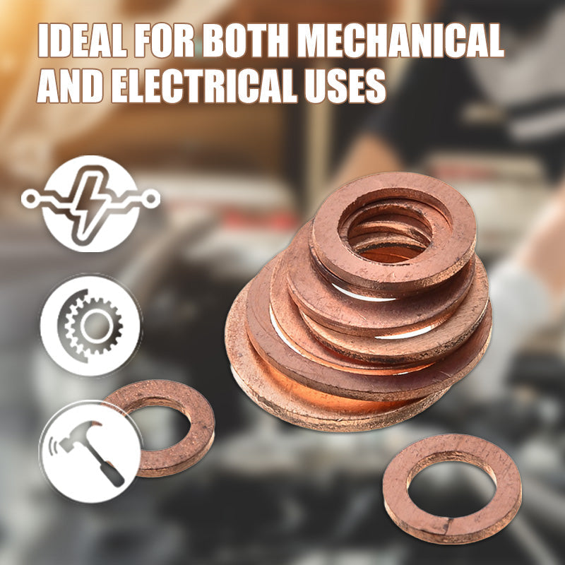 📀100/200 PCS Copper Flat Washer Assortment Kit（50% OFF）