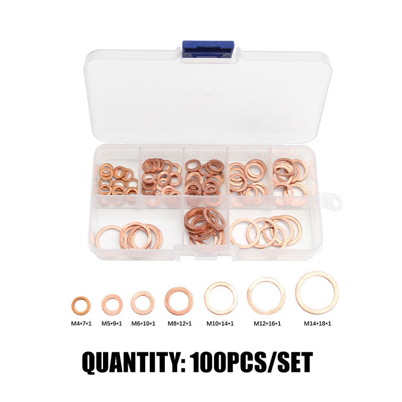 📀100/200 PCS Copper Flat Washer Assortment Kit（50% OFF）