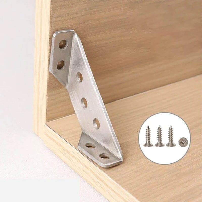 ⏳Time-Limited Special⏰UNIVERSAL STAINLESS STEEL FURNITURE CORNER BRACES — Triangular Stability Reinforcement | Rust-Proof Structural Support & Easy Install 🔧