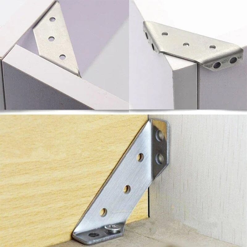 ⏳Time-Limited Special⏰UNIVERSAL STAINLESS STEEL FURNITURE CORNER BRACES — Triangular Stability Reinforcement | Rust-Proof Structural Support & Easy Install 🔧