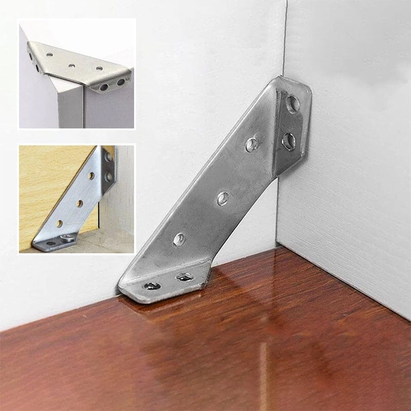 ⏳Time-Limited Special⏰UNIVERSAL STAINLESS STEEL FURNITURE CORNER BRACES — Triangular Stability Reinforcement | Rust-Proof Structural Support & Easy Install 🔧