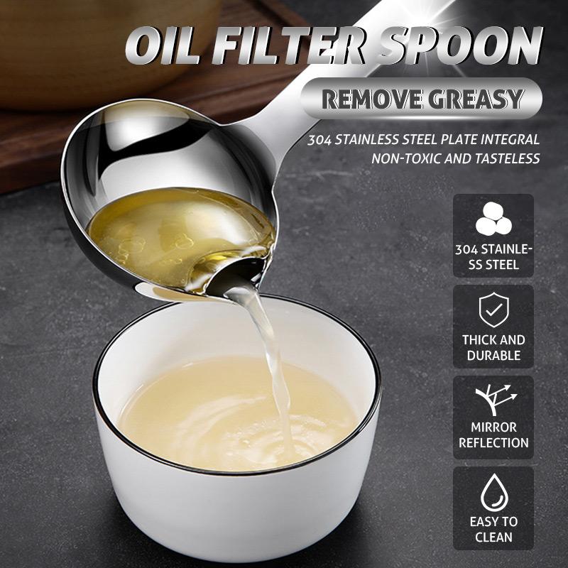 🥄 LIMITED-TIME 50% OFF! 🍳 Oil Separator Ladle – Grease Remover, Strainer & Kitchen Essential – Dual-Use Stainless Steel Design with Patented Bypass Spout ✨