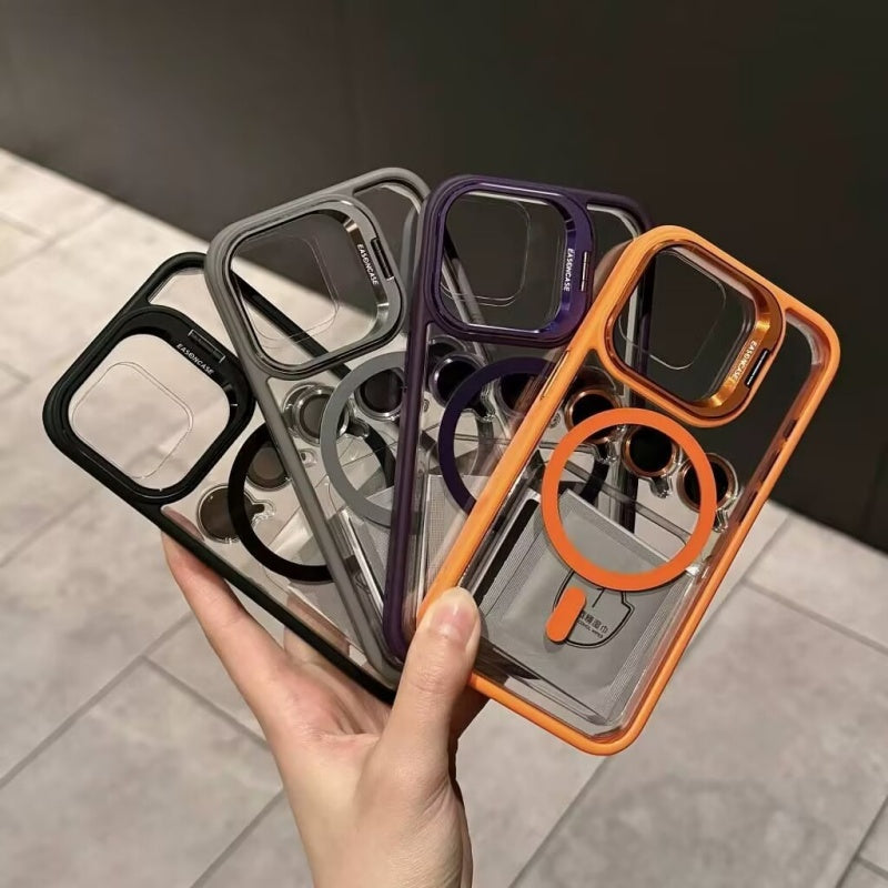 Invisible Stand Magnetic Phone Case With Lens Cover
