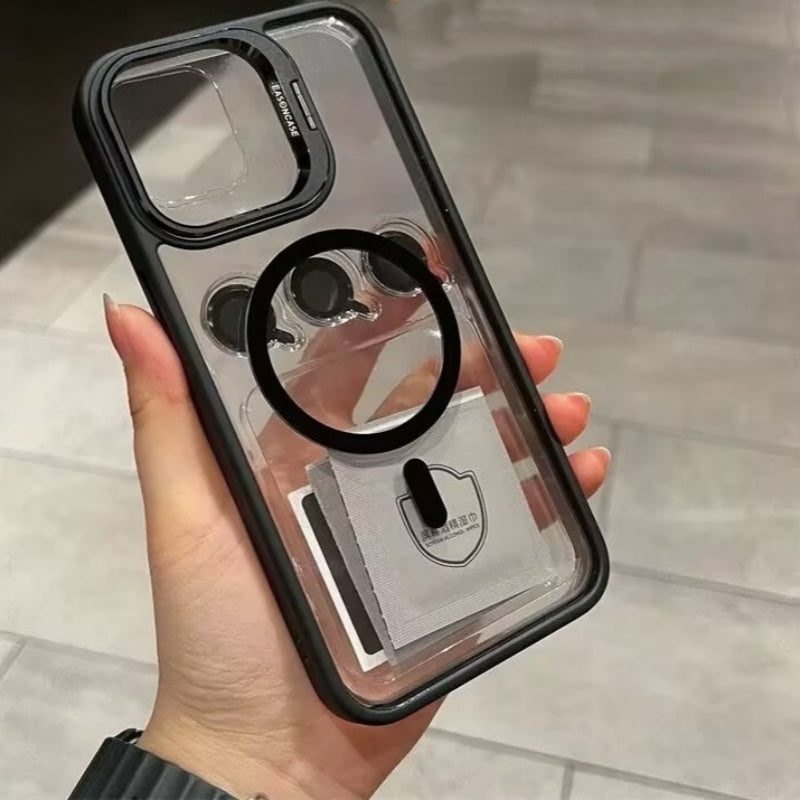 Invisible Stand Magnetic Phone Case With Lens Cover
