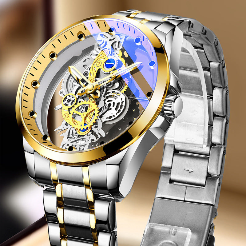 ⌚ 50% OFF NOW! ✨ Skeleton Men's Watch – Visible Movement & Tourbillon Effect, Luminous Hands, 30M Waterproof – Steel or Leather Strap 💎