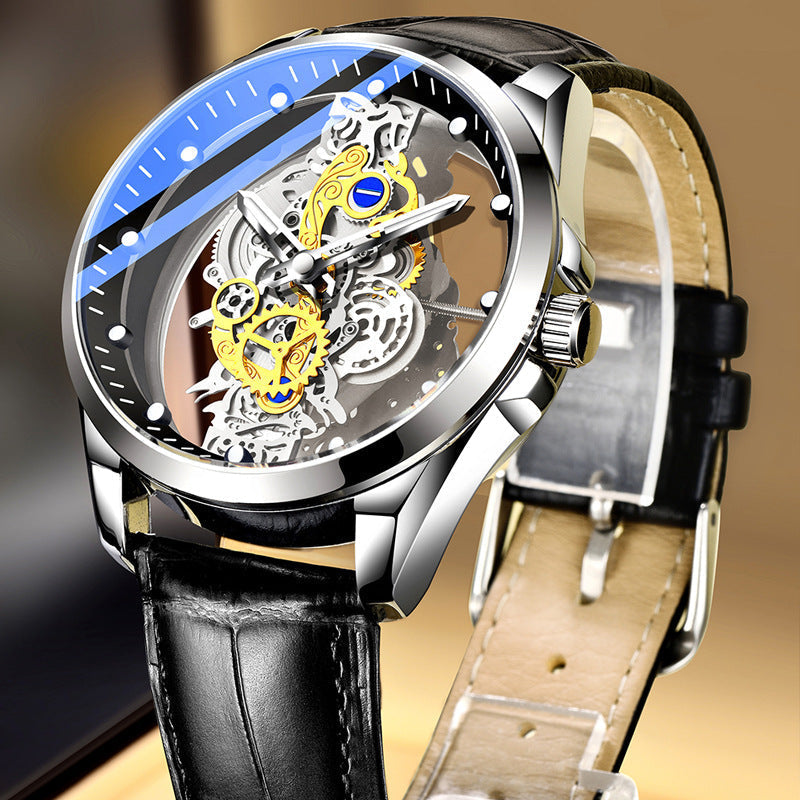 ⌚ 50% OFF NOW! ✨ Skeleton Men's Watch – Visible Movement & Tourbillon Effect, Luminous Hands, 30M Waterproof – Steel or Leather Strap 💎