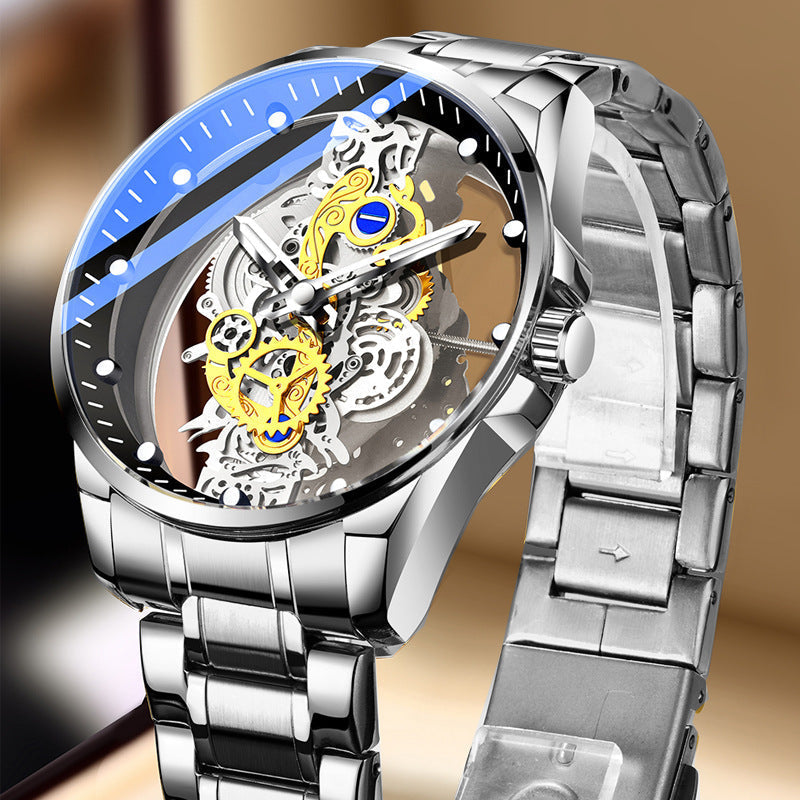⌚ 50% OFF NOW! ✨ Skeleton Men's Watch – Visible Movement & Tourbillon Effect, Luminous Hands, 30M Waterproof – Steel or Leather Strap 💎