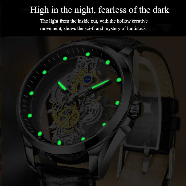 ⌚ 50% OFF NOW! ✨ Skeleton Men's Watch – Visible Movement & Tourbillon Effect, Luminous Hands, 30M Waterproof – Steel or Leather Strap 💎