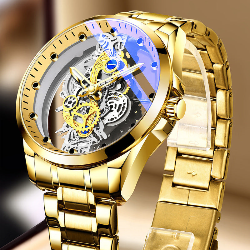 ⌚ 50% OFF NOW! ✨ Skeleton Men's Watch – Visible Movement & Tourbillon Effect, Luminous Hands, 30M Waterproof – Steel or Leather Strap 💎
