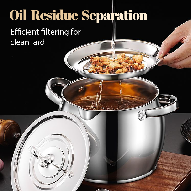 Stainless Steel Lard Container with Lid and Strainer（50% OFF）