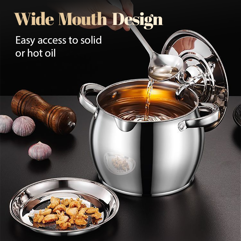 Stainless Steel Lard Container with Lid and Strainer（50% OFF）