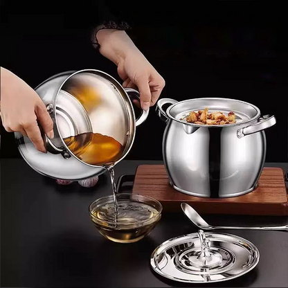 Stainless Steel Lard Container with Lid and Strainer（50% OFF）