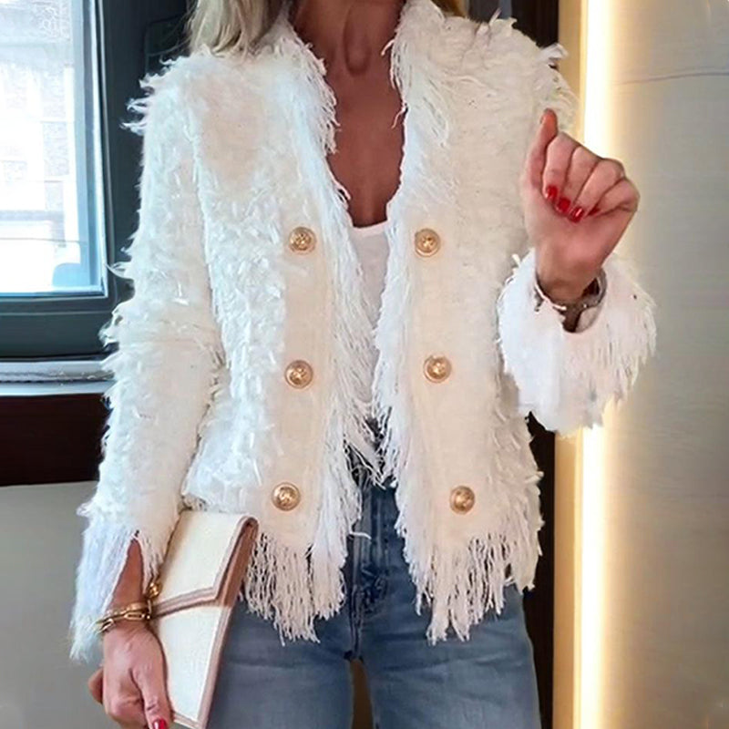 Women’s Fashion Button Tassel Short Coat（50% OFF）