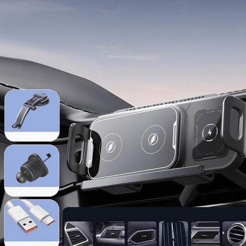 📱Last Day Special Sale 50% OFF⚡2-in-1 Foldable Car Phone Holder & Wireless Charger