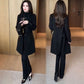 Women's Elegant Black Striped Coat