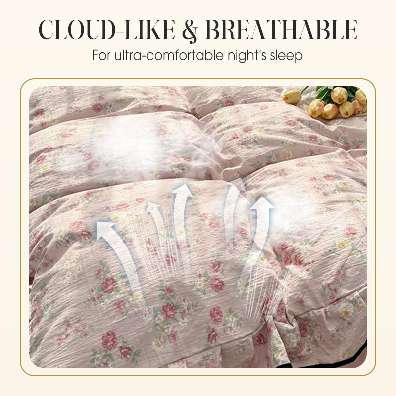 Fresh Ruffled Edge Trim Bedding Set