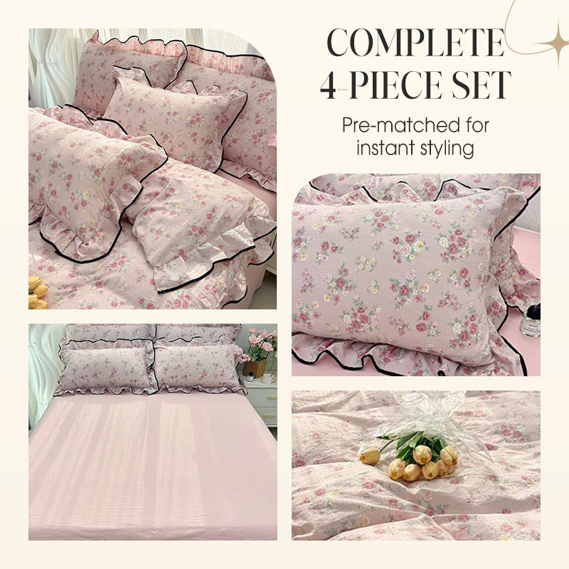 Fresh Ruffled Edge Trim Bedding Set