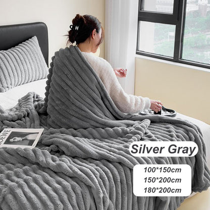 🎁🎁LAST DAY SPECIAL PRICE!🎅Super Soft Fur Ribbed Fleece Throw Blanket⛄🔥