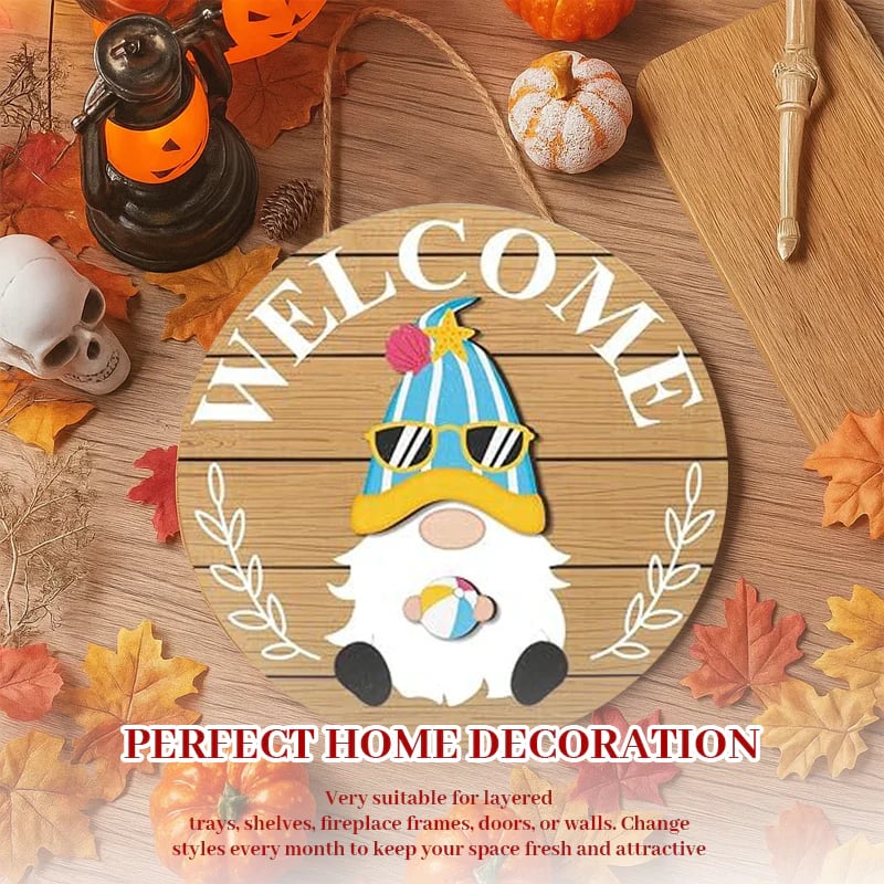 🍁Christmas sale 50% off 🌟Best Decorations🎄Interchangeable Wooden Gnome Welcome Sign🎈