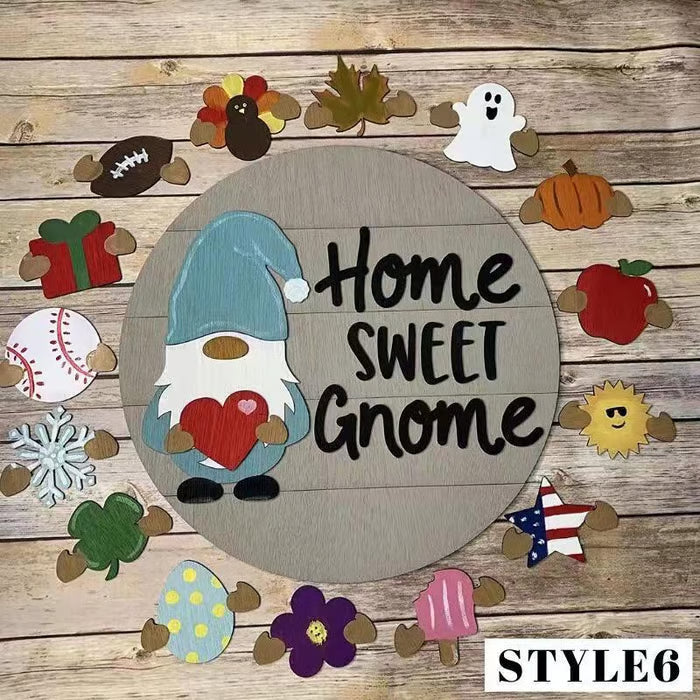 🍁Christmas sale 50% off 🌟Best Decorations🎄Interchangeable Wooden Gnome Welcome Sign🎈
