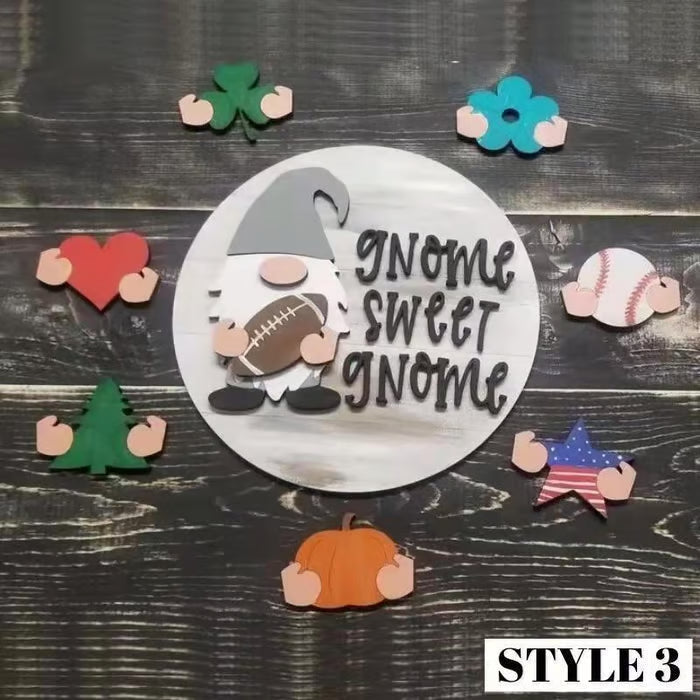 🍁Christmas sale 50% off 🌟Best Decorations🎄Interchangeable Wooden Gnome Welcome Sign🎈