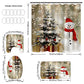 Christmas Snowman Shower Curtain Sets with 12 Hooks