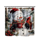 Christmas Snowman Shower Curtain Sets with 12 Hooks