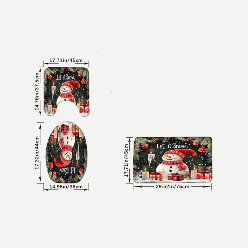 Christmas Snowman Shower Curtain Sets with 12 Hooks