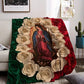 Virgin Mary & Floral Flannel Blanket 🌹 | Soft, Light & Warm