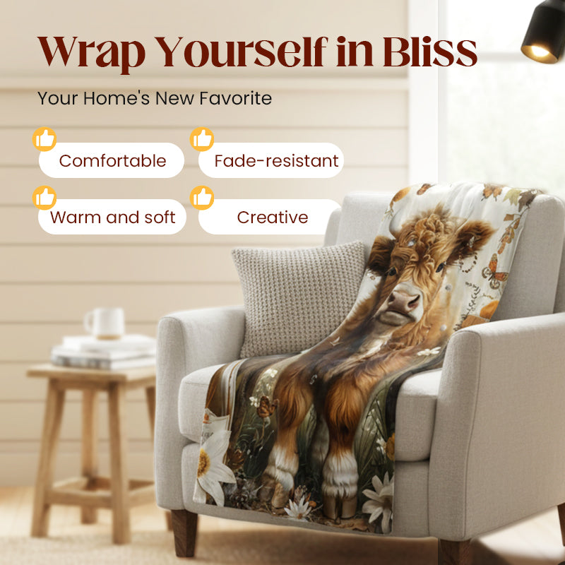 Highland Cow Fleece Blanket 🐮 | Soft, Cute & Cozy All Season!