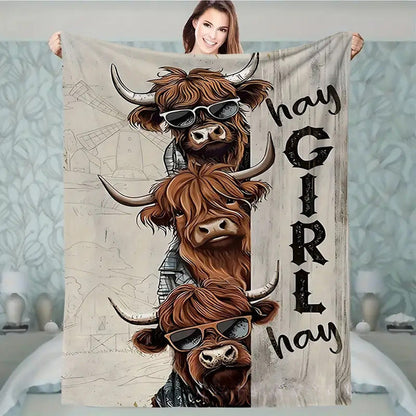 Highland Cow Fleece Blanket 🐮 | Soft, Cute & Cozy All Season!