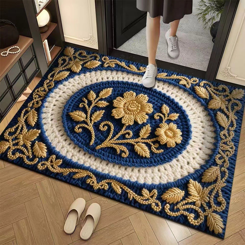 3D Floral Yarn Anti-Slip Absorbent Floor Mat – Stylish, Soft & Safe