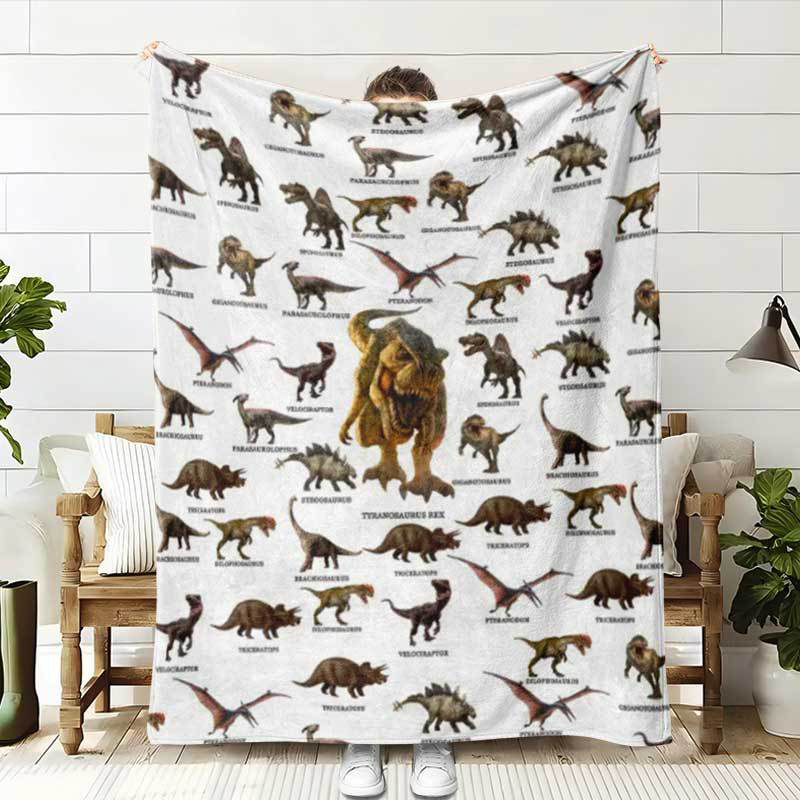 Soft Warm Dinosaur Print Blanket
