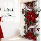 🎅Christmas Red Print Holiday Shower Curtain
