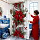 🎅Christmas Red Print Holiday Shower Curtain