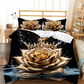 Luxury Golden Floral Duvet Cover Set