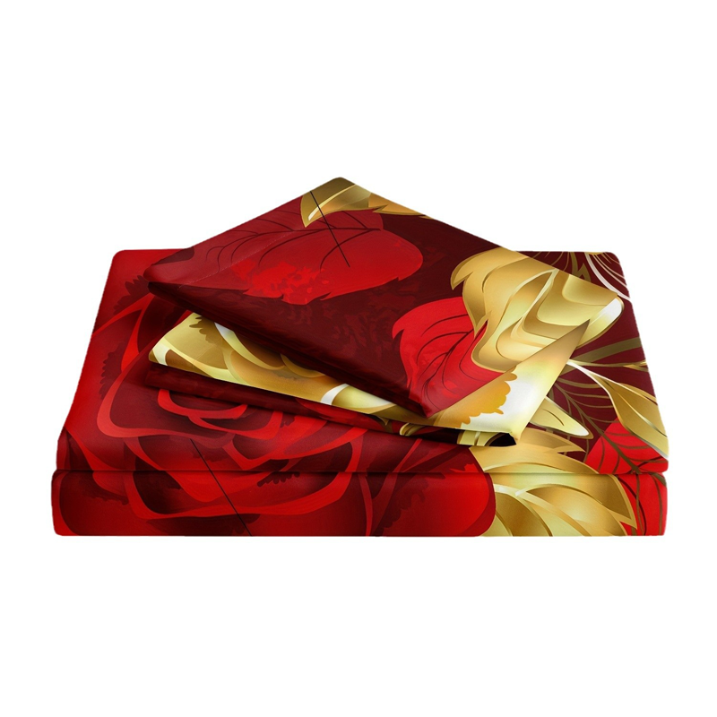 Luxury Golden Floral Duvet Cover Set
