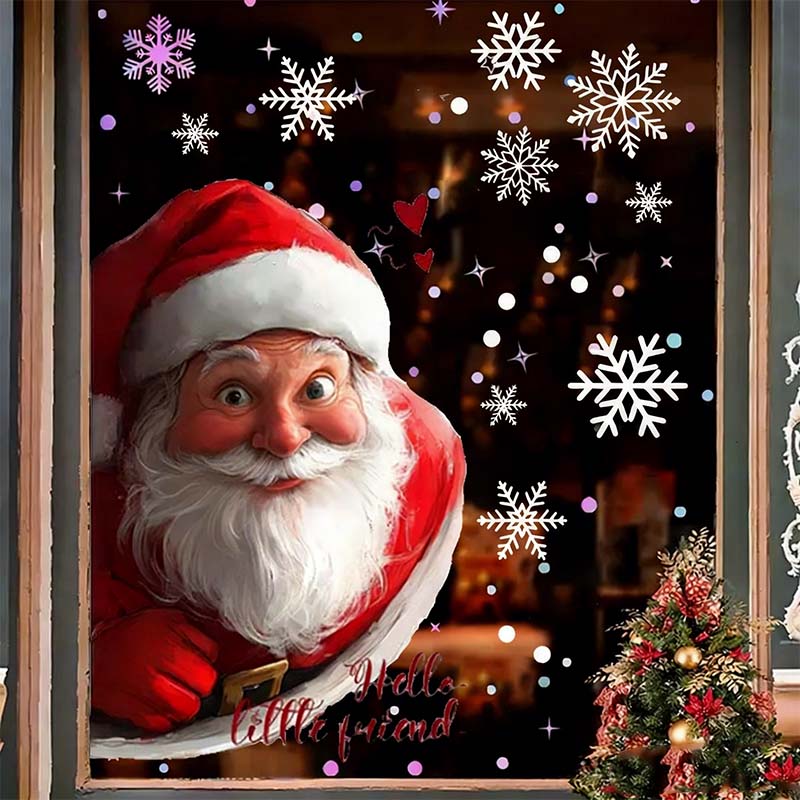 🎅🏻 Christmas Santa & Snowflake Window Sticker