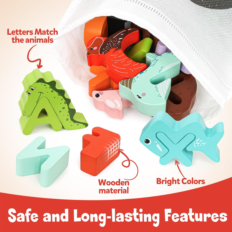 🎁 Save 50%! 🧩 Wooden Letter & Animal Toy – 26‑piece, educational & fun ✨