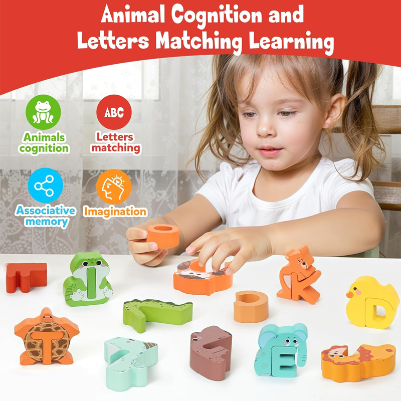 🎁 Save 50%! 🧩 Wooden Letter & Animal Toy – 26‑piece, educational & fun ✨